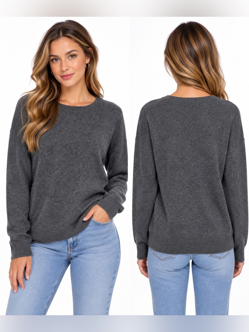 Grey 100% cashmere sweater by J Crew Large